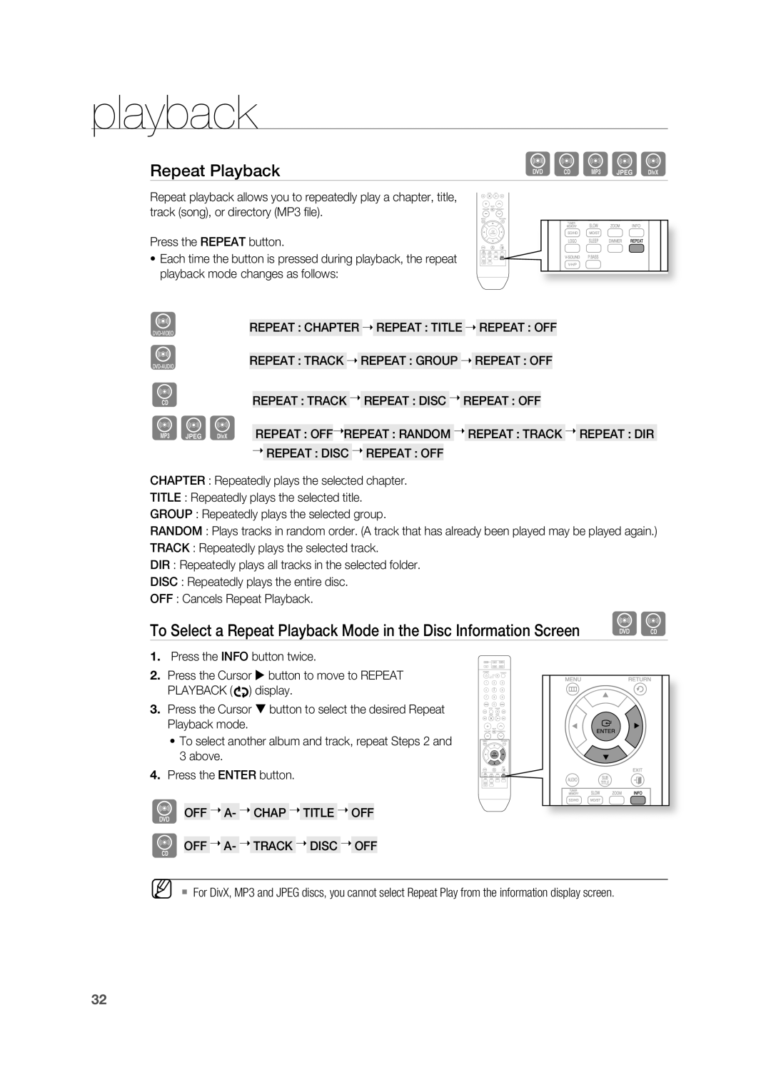 Samsung HT-A100 user manual B Agd, repeat Playback, playback, Bagd 