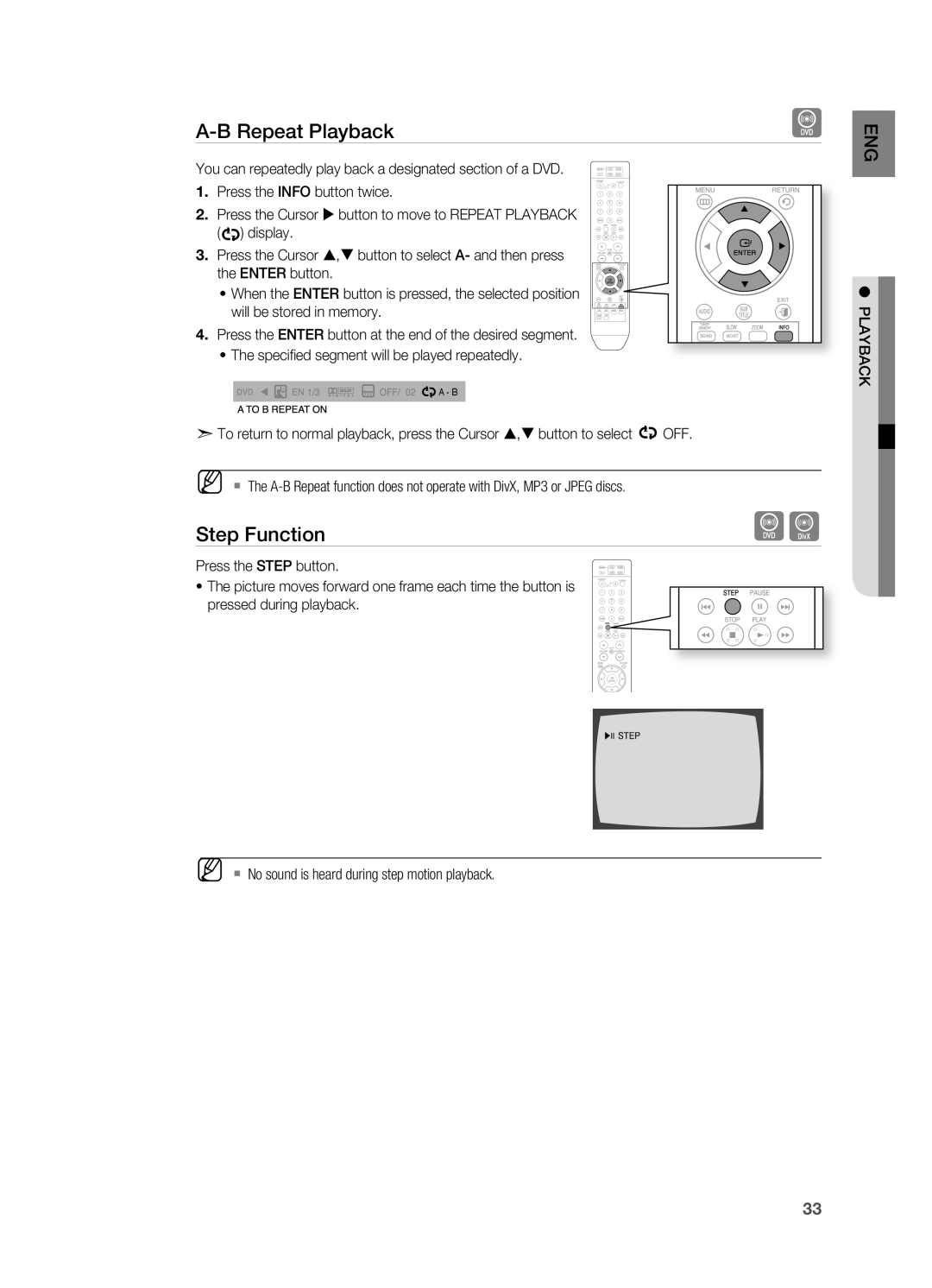 Samsung HT-A100 user manual A-Brepeat Playback, Step Function 