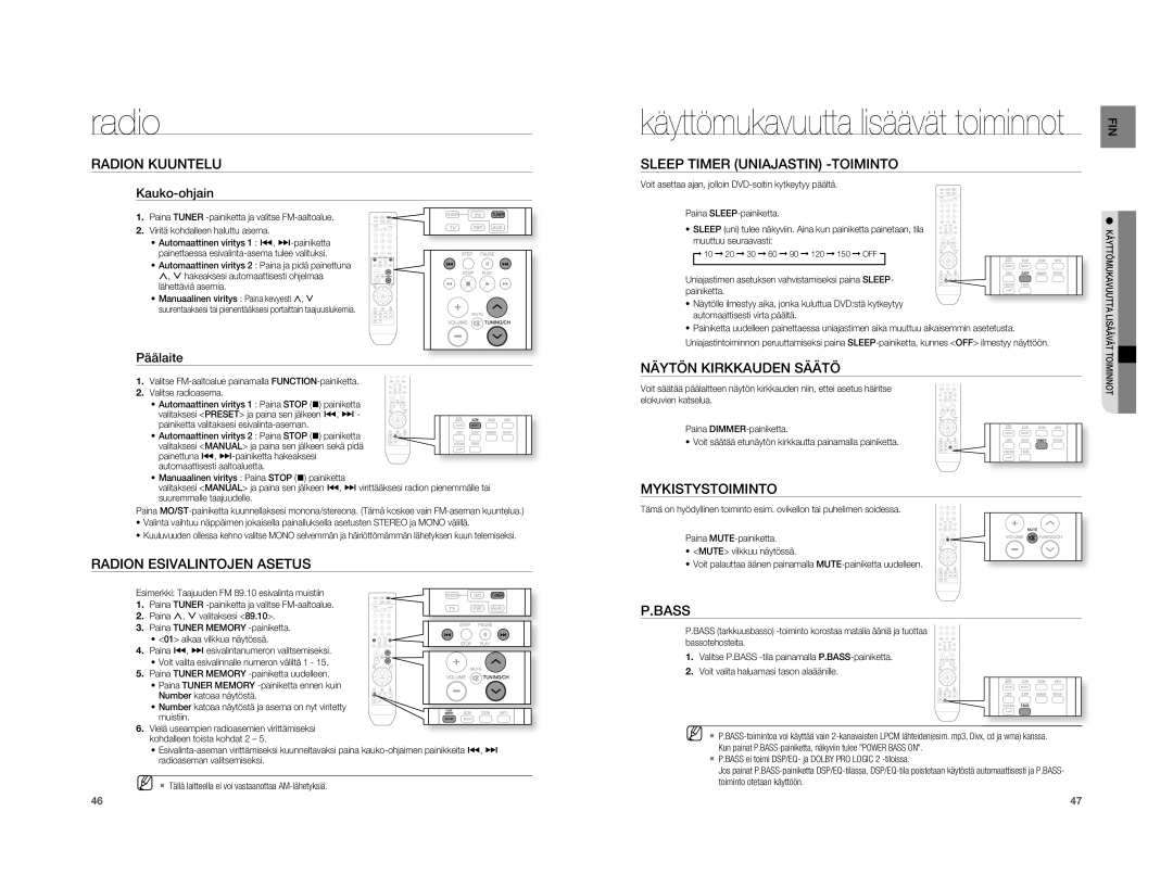 Samsung HT-A100T/XEE, HT-A100WT/XEE manual Radio 