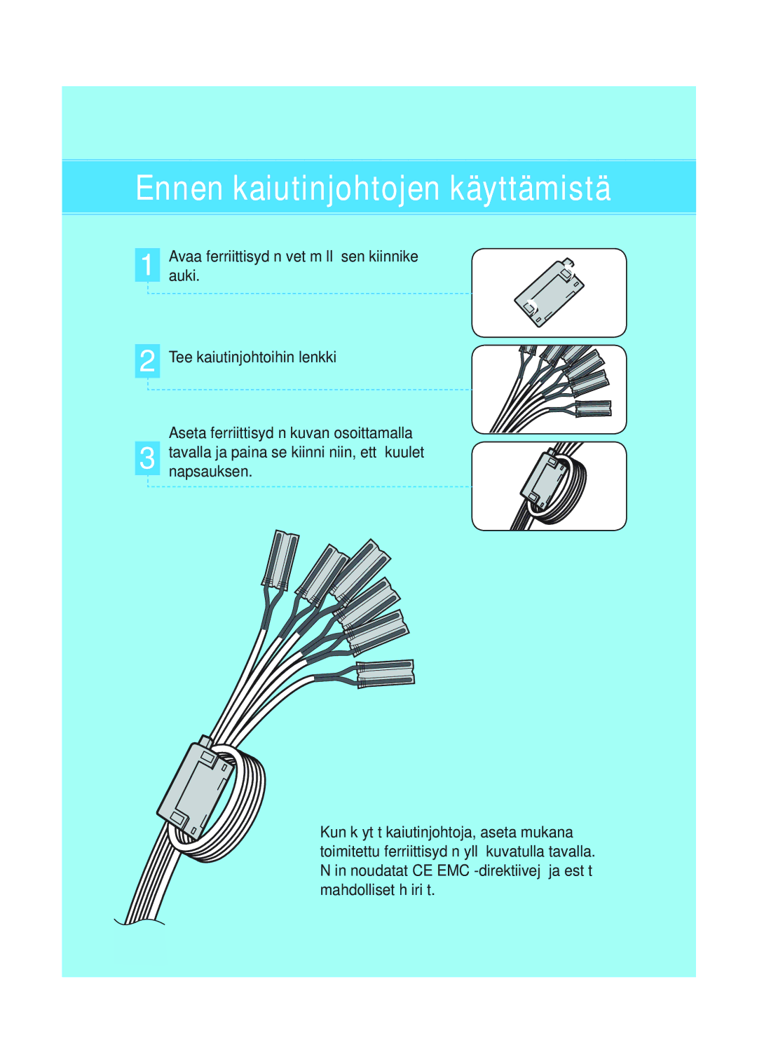 Samsung HT-A100WT/XEE, HT-A100T/XEE manual Ennen kaiutinjohtojen käyttämistä 