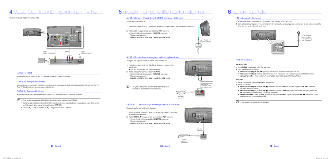 Samsung HT-A100T/XEE, HT-A100WT/XEE manual Radion kuuntelu 