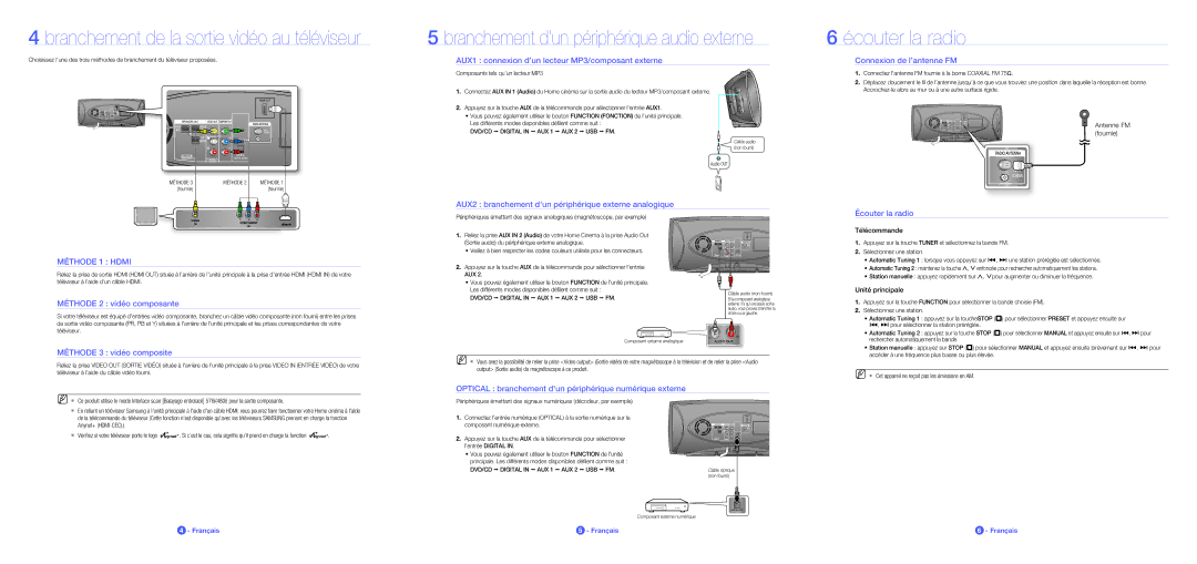 Samsung HT-A100CT/XEF, HT-A100T/XEF, HT-A100WT/XEF manual Écouter la radio 