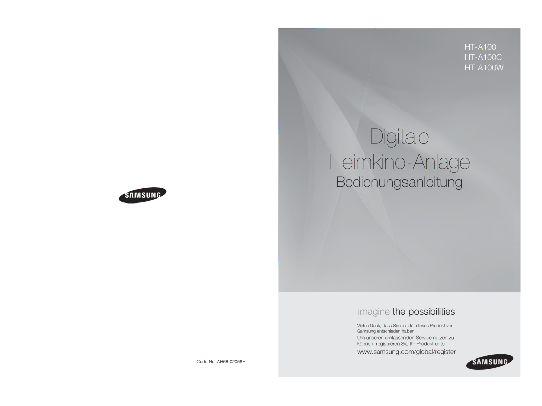 Samsung HT-A100T/XEU, HT-A100WT/XET, HT-A100WT/EDC, HT-A100T/EDC, HT-A100T/XEF, HT-A100WT/XEF manual Digitale Heimkino-Anlage 