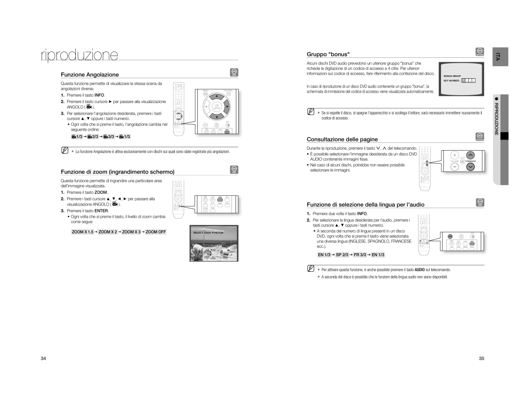 Samsung HT-A100WT/XET, HT-A100WT/EDC, HT-A100T/EDC Funzione Angolazione, Funzione di zoom ingrandimento schermo, Zoom X 