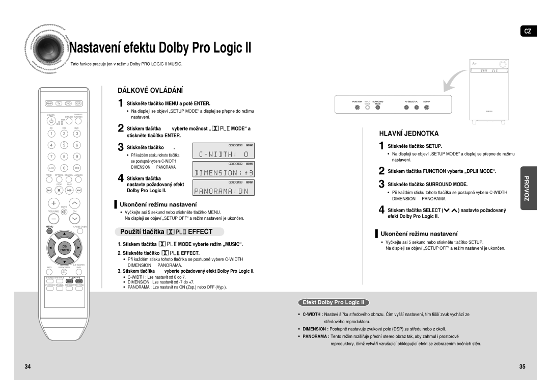 Samsung HT-AS1T/XEO manual Použití tlačítka, Efekt Dolby Pro Logic 