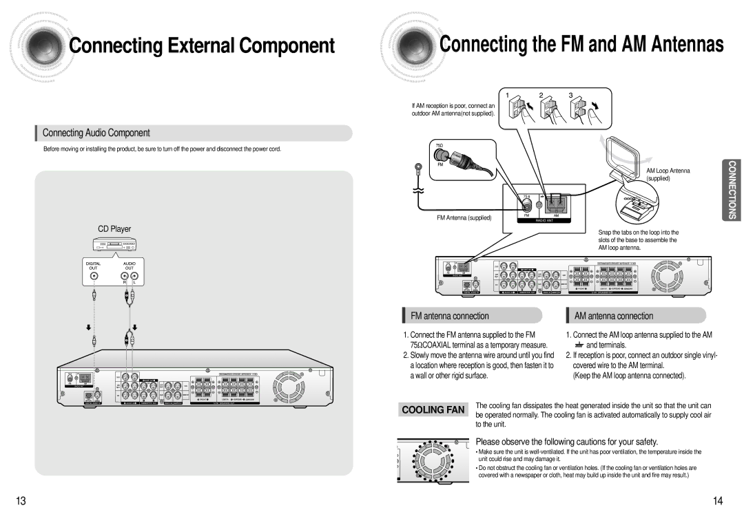 Samsung HT-AS600 instruction manual Connecting External Component, Connecting Audio Component, CD Player 