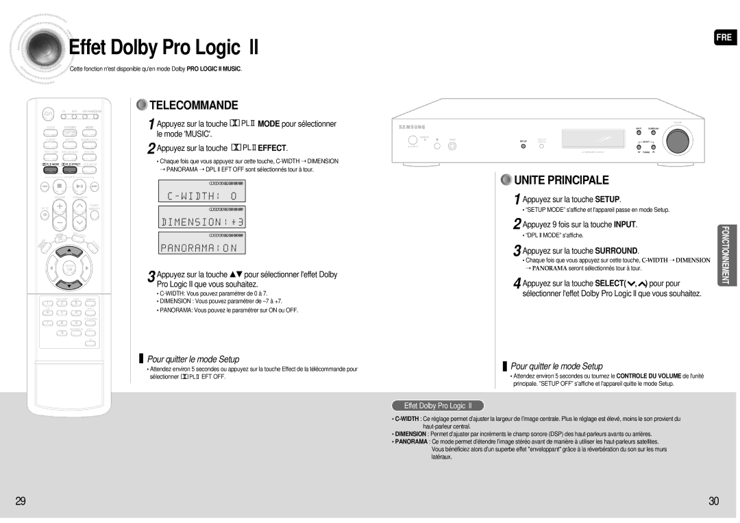 Samsung HT-AS600R/ELS, AV-R600R/ELS manual Effet Dolby Pro Logic ll, Appuyez 9 fois sur la touche Input 