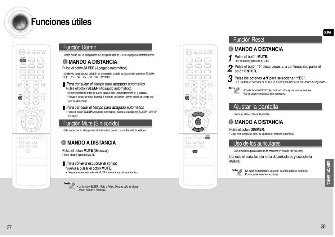 Samsung HT-AS600R/ELS manual Funciones ú tiles 