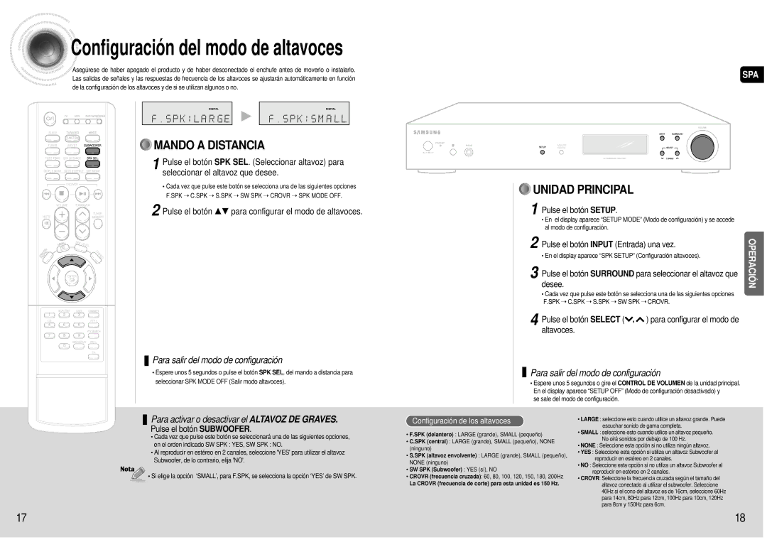 Samsung HT-AS600R/ELS manual Pulse el botón …† para configurar el modo de altavoces, Pulse el botón Setup, Desee 