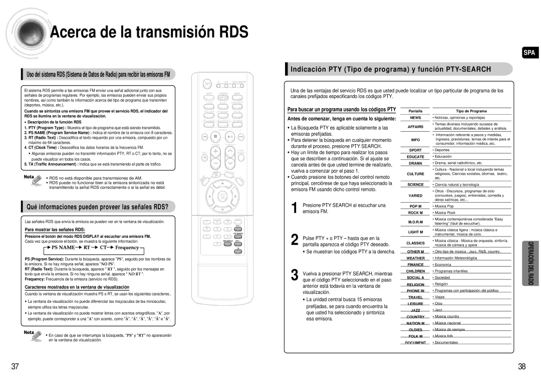 Samsung HT-AS600R/ELS manual Acerca de la transmisió n RDS 