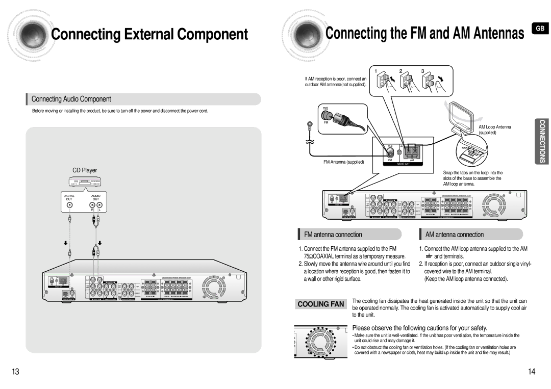 Samsung HT-AS600R/ELS manual Connecting External Component, Connecting Audio Component, CD Player 