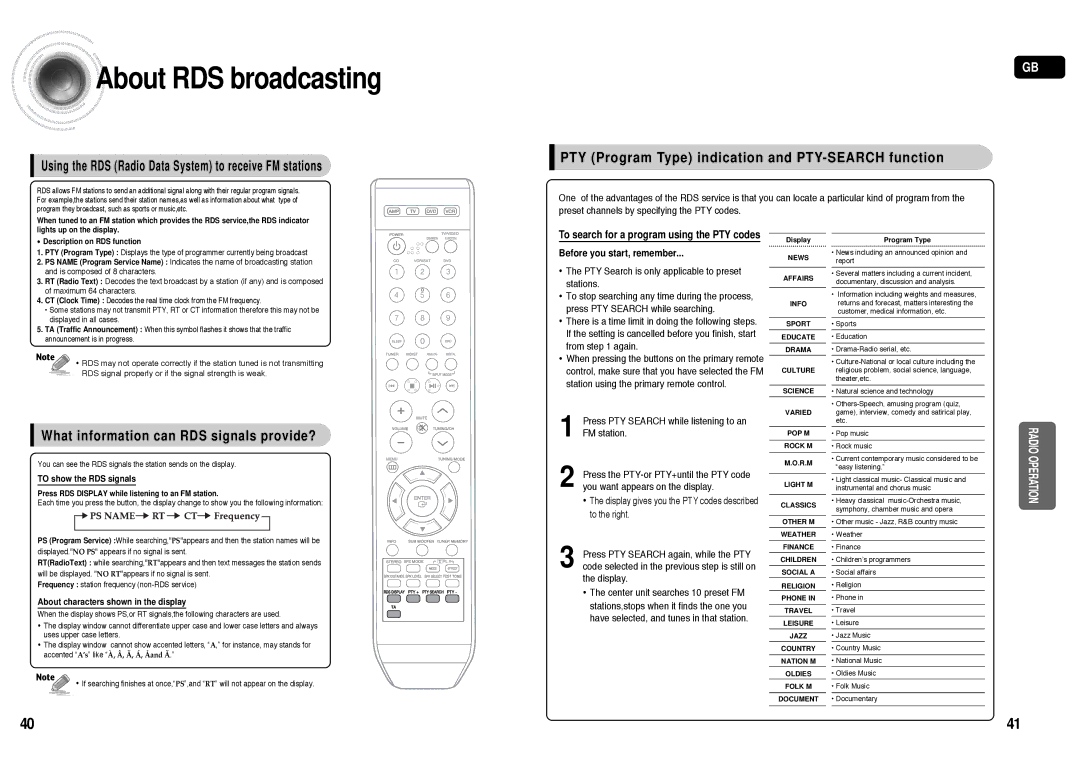 Samsung AV-R610R/ELS, HT-AS610R/ELS manual About RDS broadcasting, Using the RDS Radio Data System to receive FM stations 