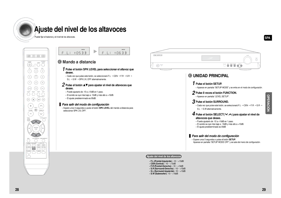 Samsung AV-R610R/ELS manual Ajuste del nivel de los altavoces, Pulse 8 veces el botón Function, Altavoces que desee 