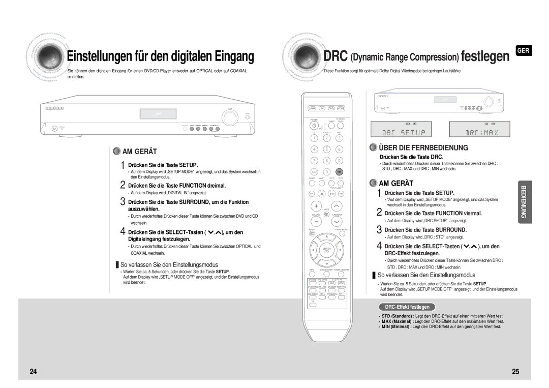 Samsung HT-AS610R/ELS Drücken Sie die Taste Function dreimal, Drücken Sie die Taste SURROUND, um die Funktion auszuwählen 