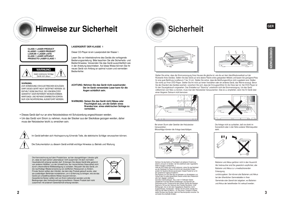 Samsung HT-AS610R/ELS manual Sicherheit GER 