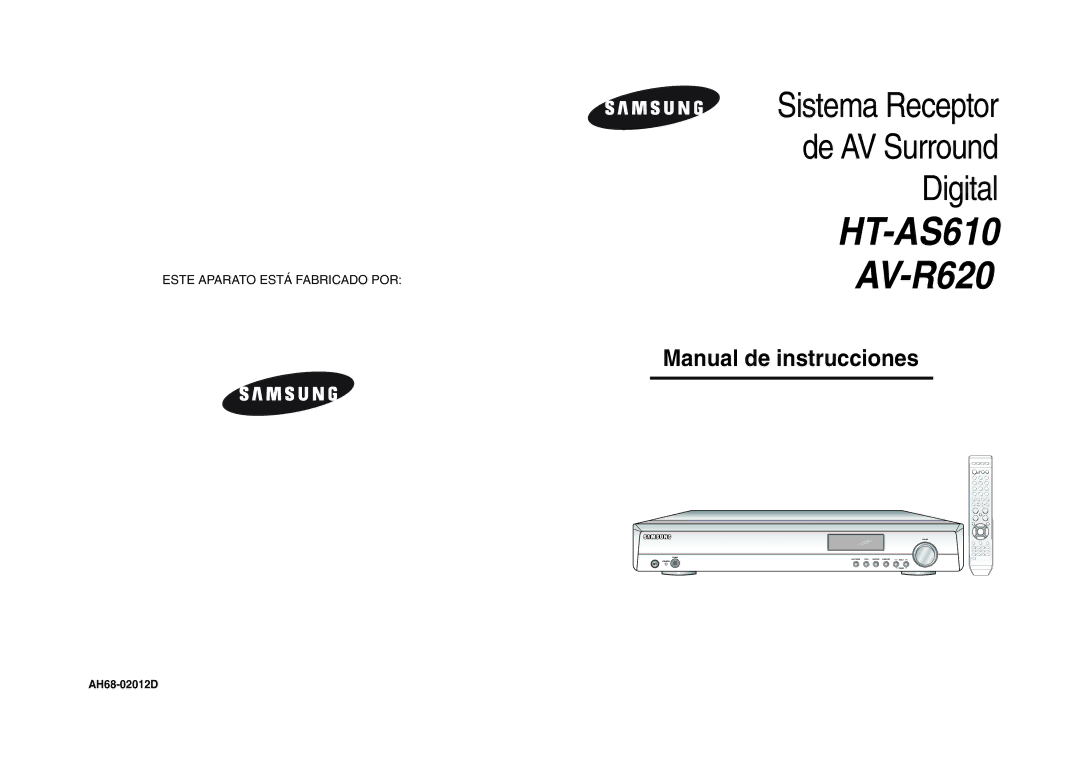 Samsung HT-AS620R/XET manual HT-AS610 AV-R620, AH68-02012D 