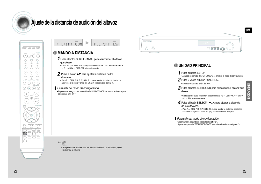 Samsung HT-AS620R/XET Pulse 2 veces el botón Function, Pulse el botón Surround para seleccionar el altavoz que, Desee 