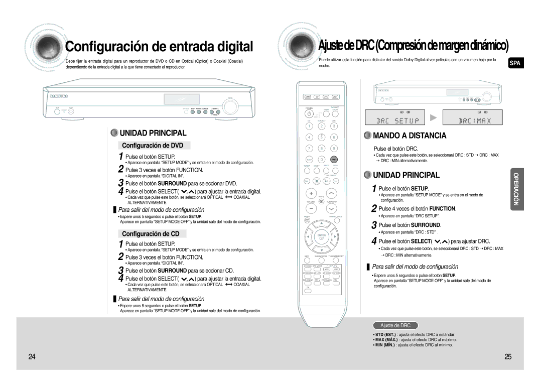 Samsung HT-AS620R/XET manual Configuración de DVD, Configuración de CD 