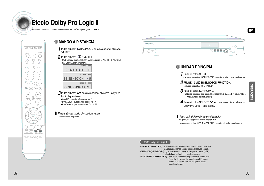 Samsung HT-AS620R/XET manual Efecto Dolby Pro Logic, Pulse el botón Mode para seleccionar el modo, Pulse el botón Surround 