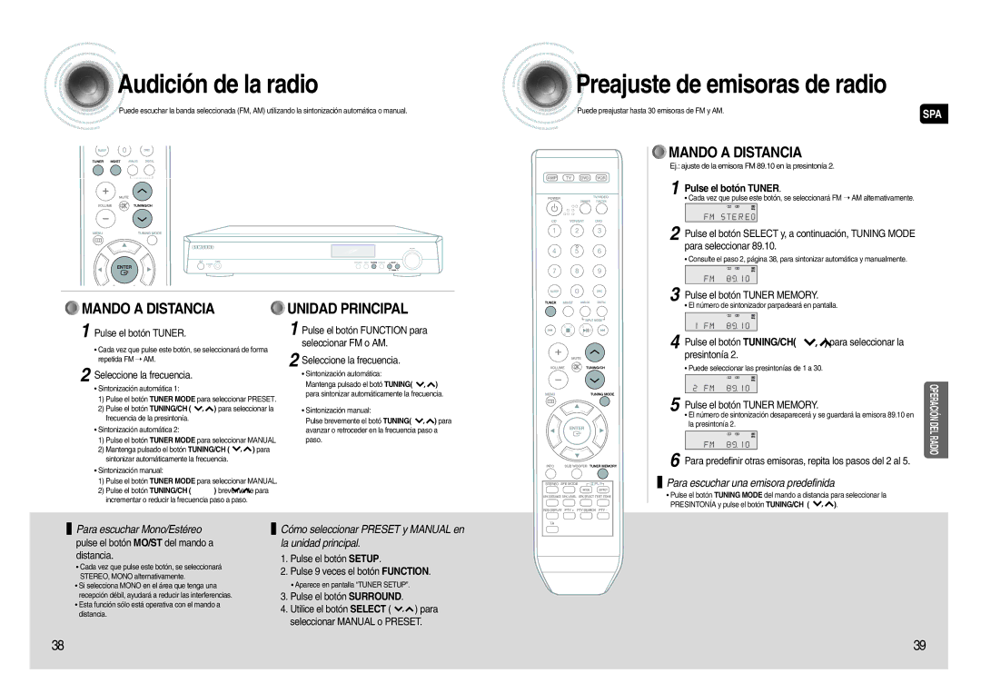 Samsung HT-AS620R/XET manual Audición de la radio, Preajuste de emisoras de radio, Pulse el botón Tuner 