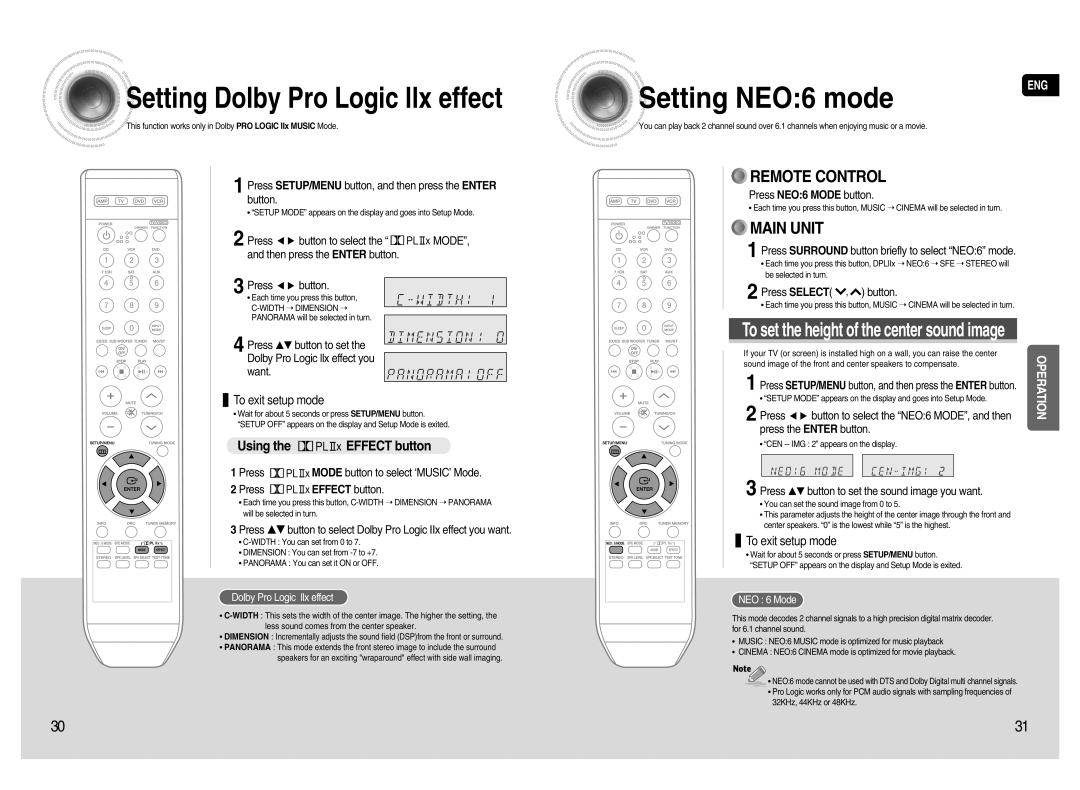 Samsung HT-AS720S instruction manual Setting Dolby Pro Logic llx effect Setting NEO6 mode, Using the Effect button 