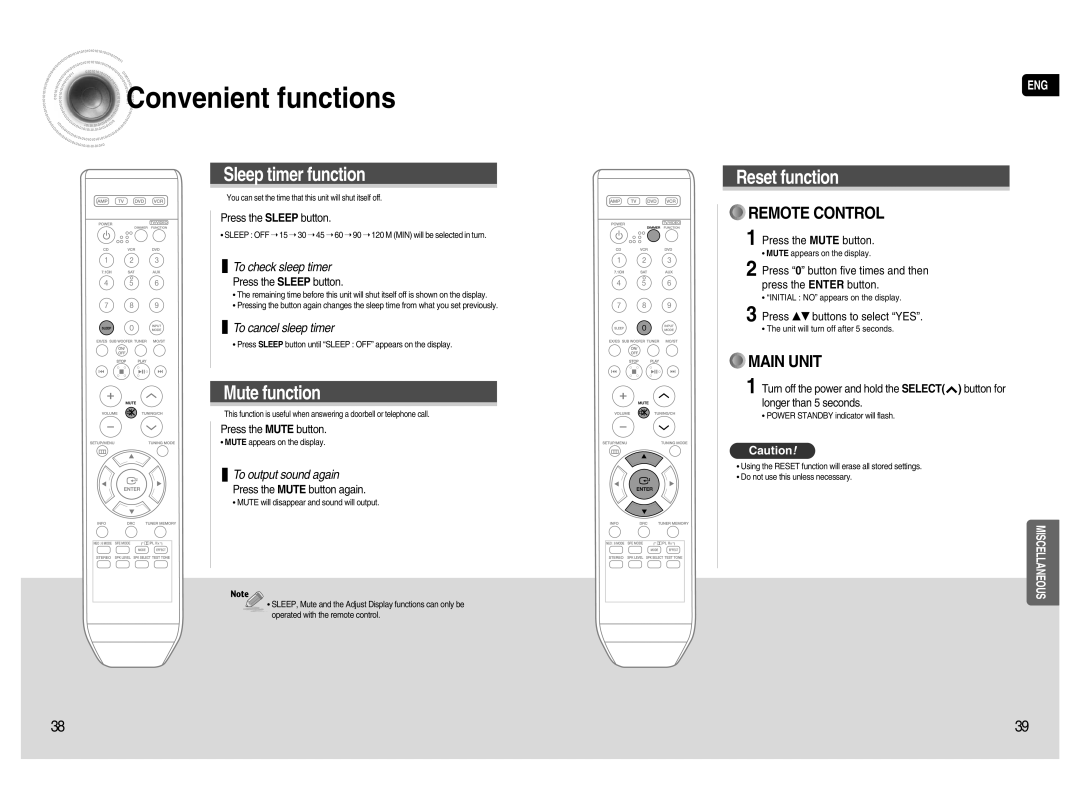 Samsung HT-AS720S instruction manual Convenient functions 