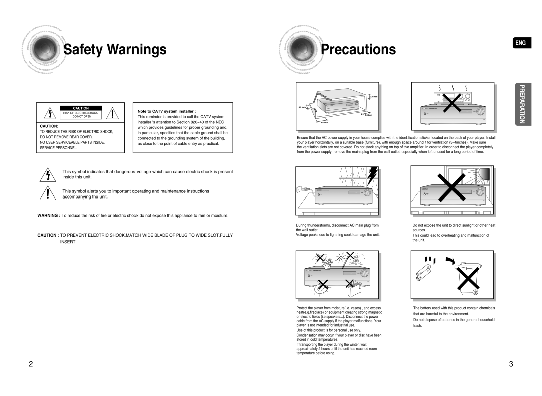 Samsung HT-AS720S instruction manual SafetyWarnings, Precautions, Preparation 