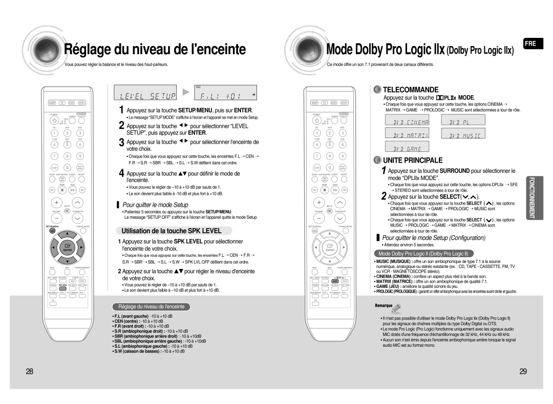 Samsung HT-AS720SR/XEF manual Réglage du niveau de lenceinte, Utilisation de la touche SPK Level 