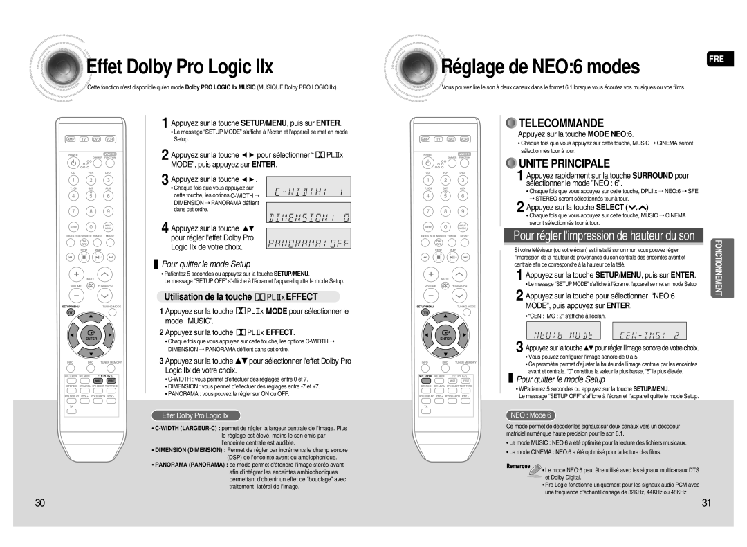 Samsung HT-AS720SR/XEF manual Effet Dolby Pro Logic llx, Réglage de NEO6 modes, Utilisation de la touche Effect 