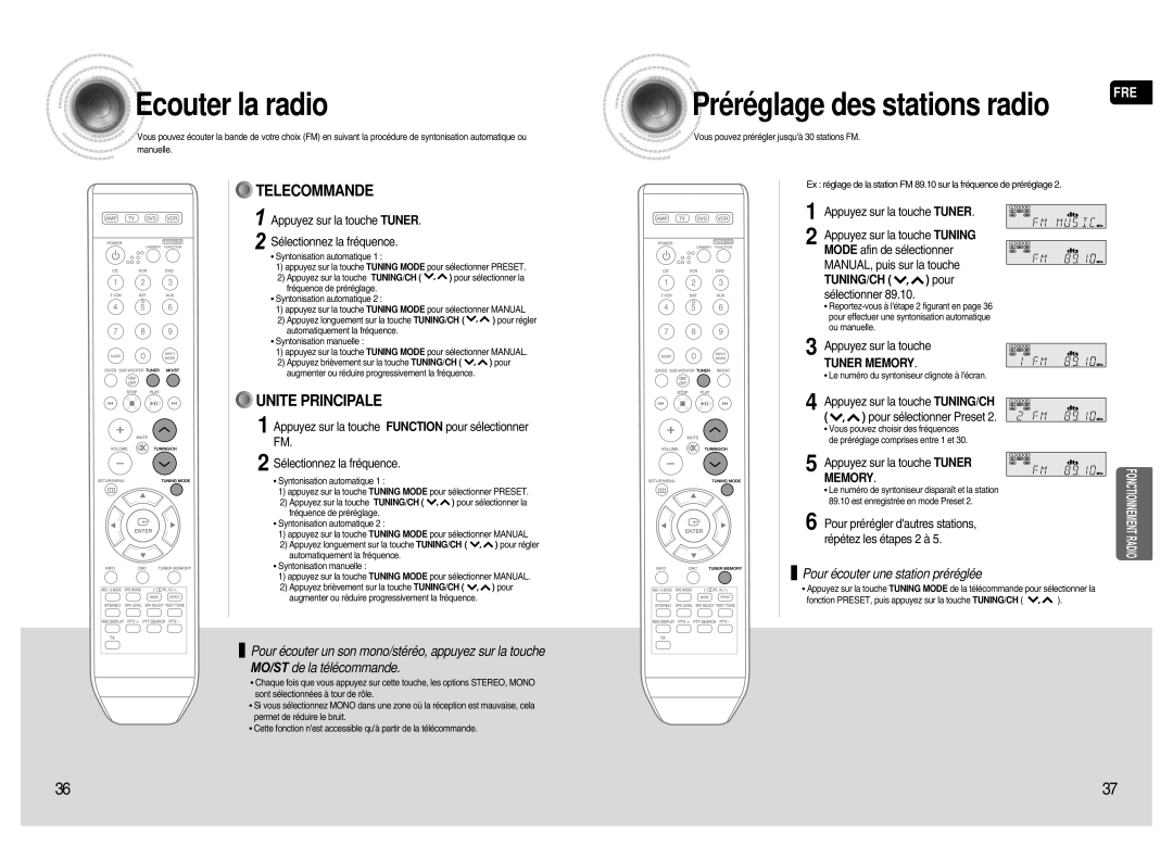 Samsung HT-AS720SR/XEF manual Ecouter la radio, Pour écouter une station préréglée 