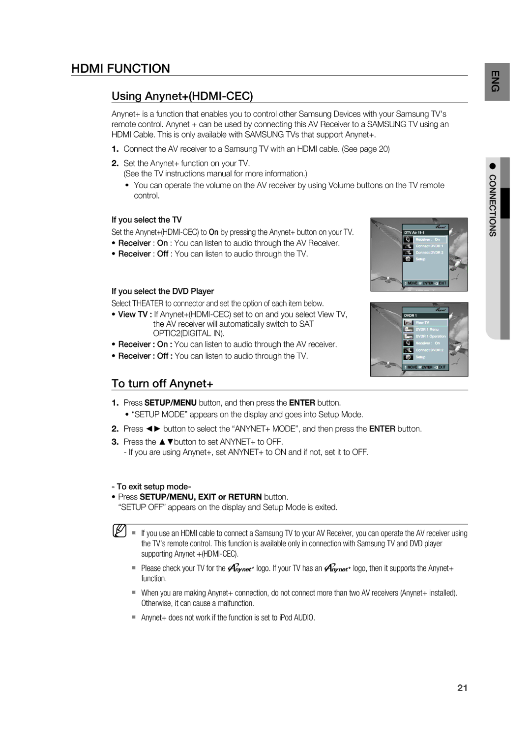 Samsung HT-AS730S user manual Using Anynet+HDMI-CEC, To turn off Anynet+, If you select the TV 