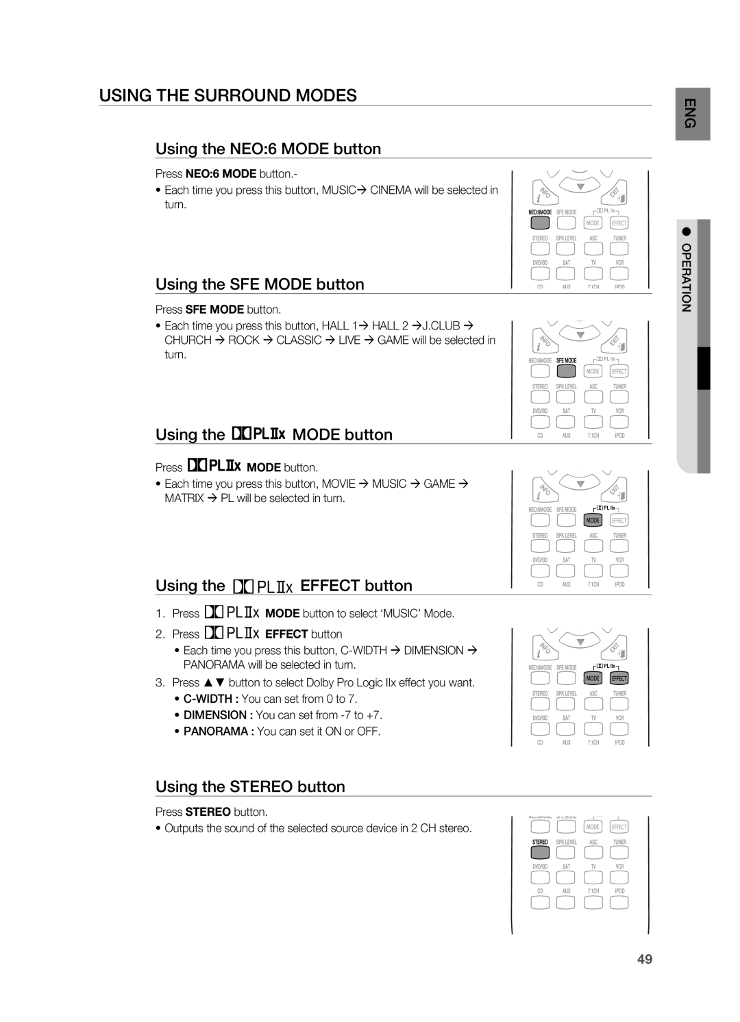 Samsung HT-AS730S user manual Using the Surround modes 