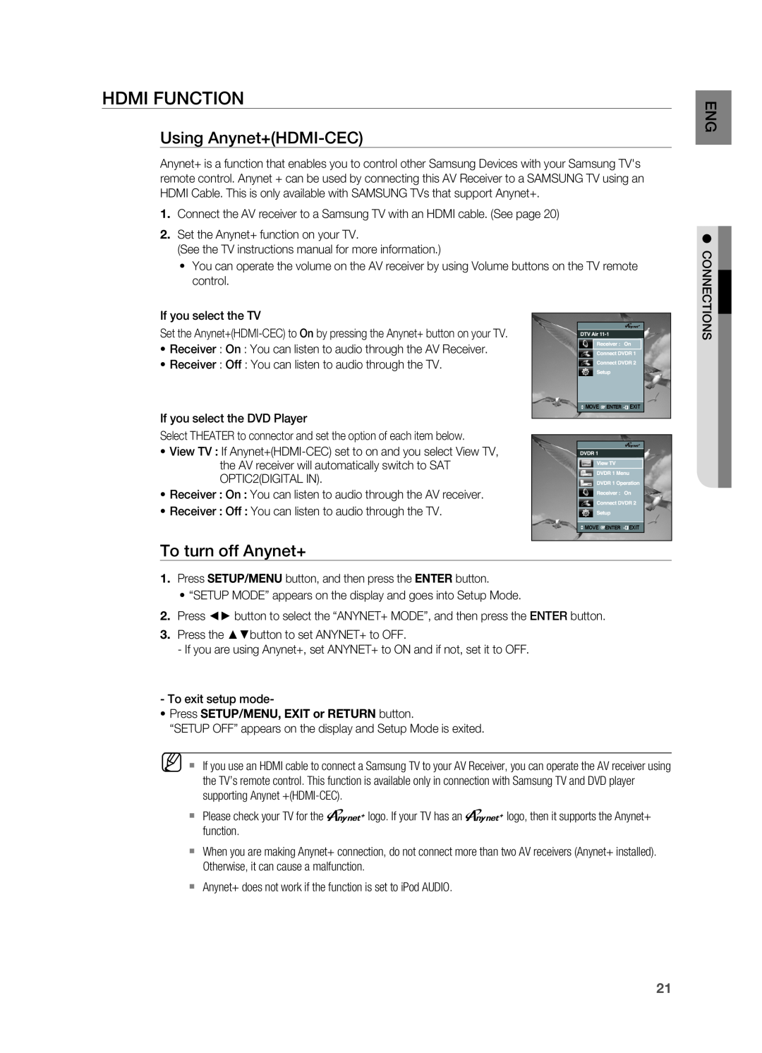 Samsung HT-AS730S user manual Hdmi Function, Using Anynet+HDMI-CEC, To turn off Anynet+ 