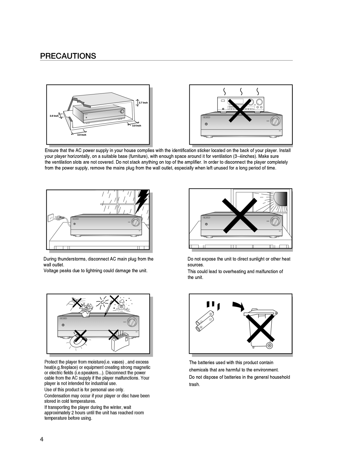 Samsung HT-AS730S user manual Precautions 