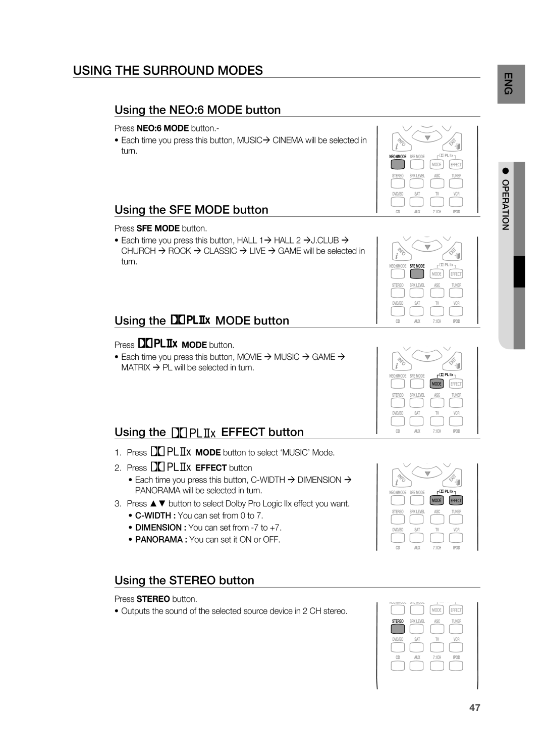 Samsung HT-AS730ST user manual Using the Surround modes 