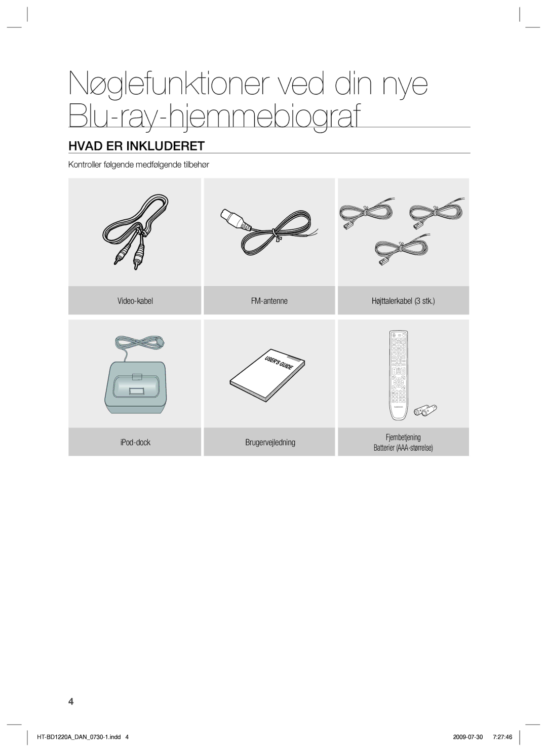 Samsung HT-BD1220R/XEE manual Hvad ER Inkluderet 