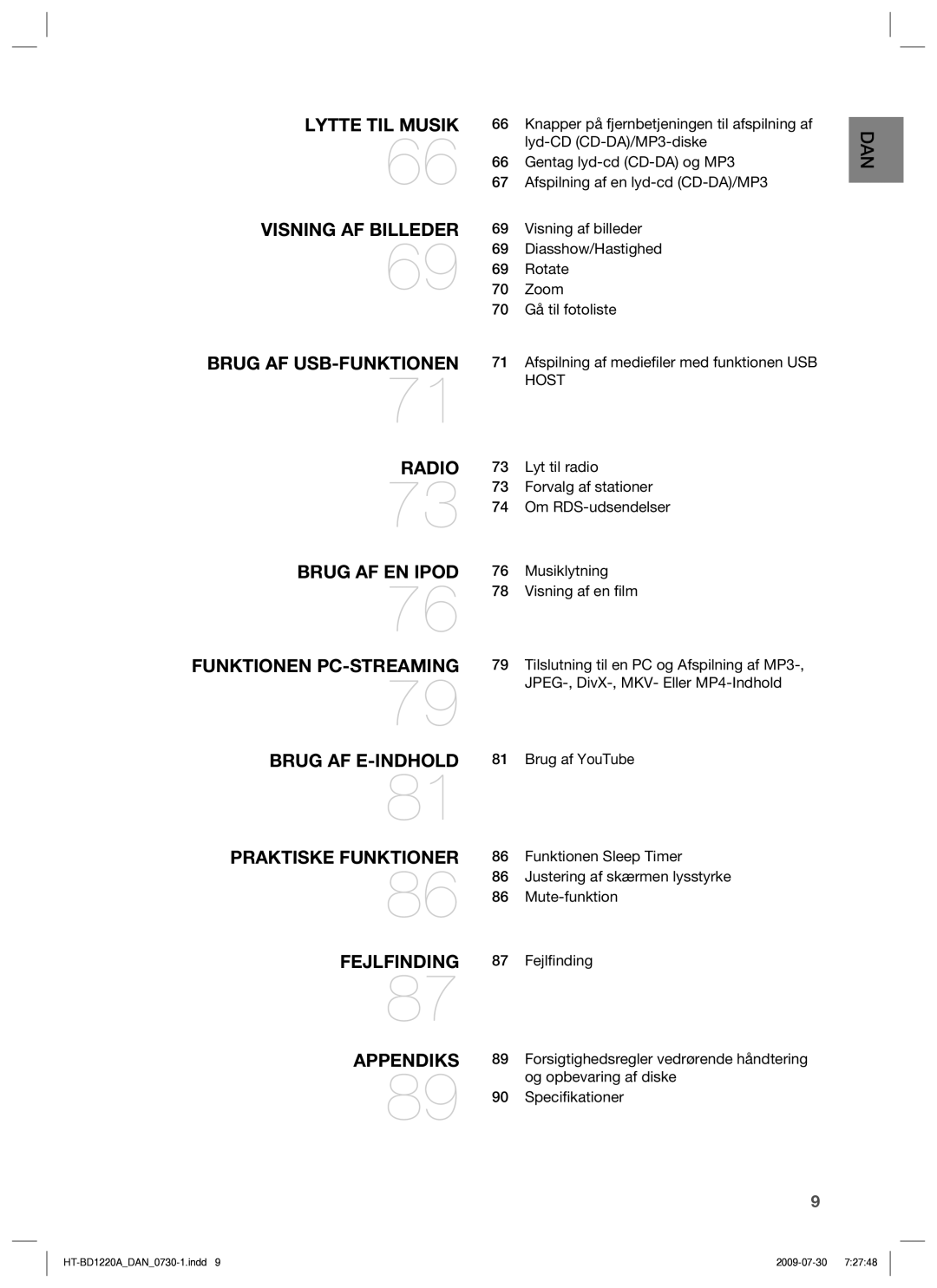 Samsung HT-BD1220R/XEE manual Dan 