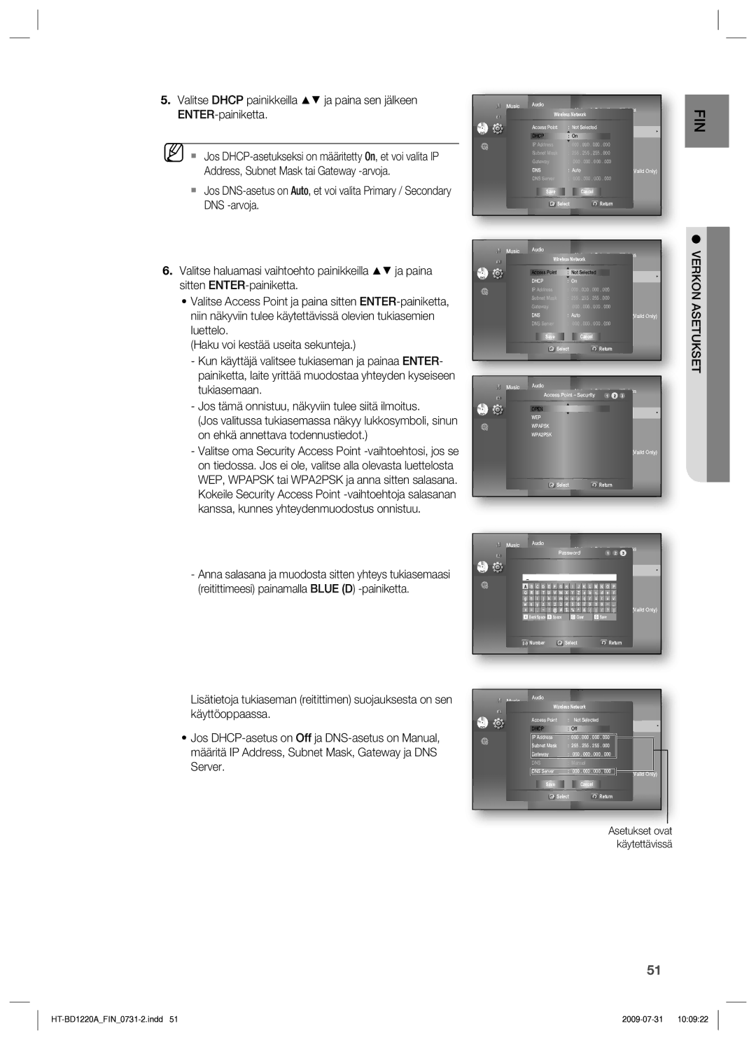 Samsung HT-BD1220R/XEE Display Wireless Network, Music Audio Network Selection Wireless, Photo, Access Point Not Selected 