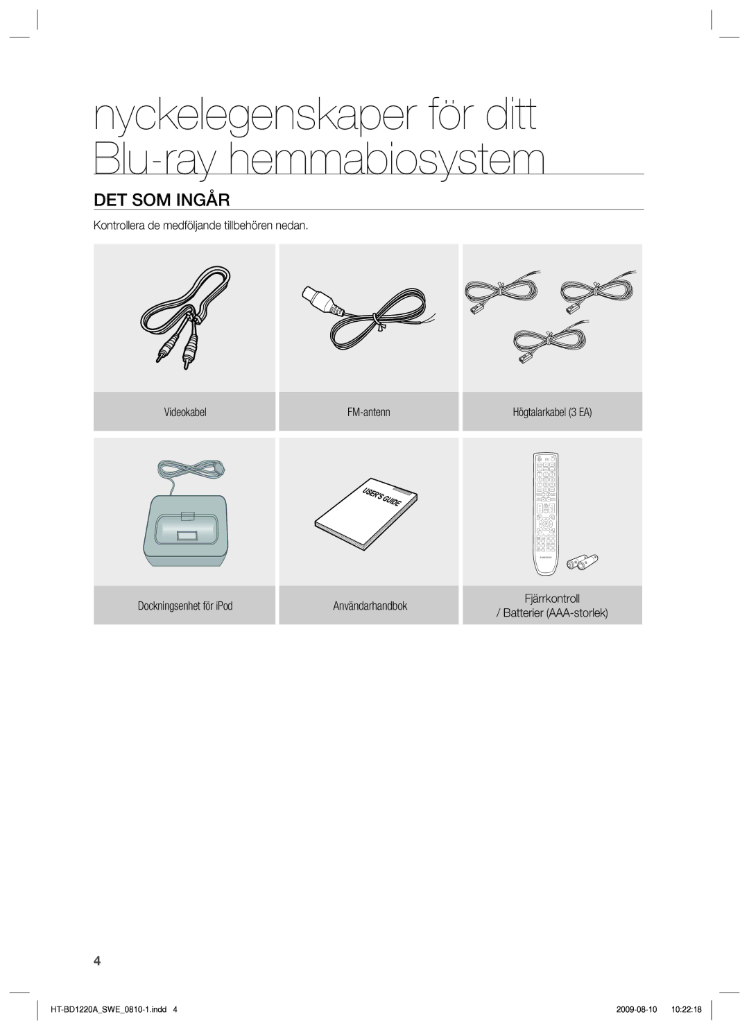 Samsung HT-BD1220R/XEE manual DET SOM Ingår 