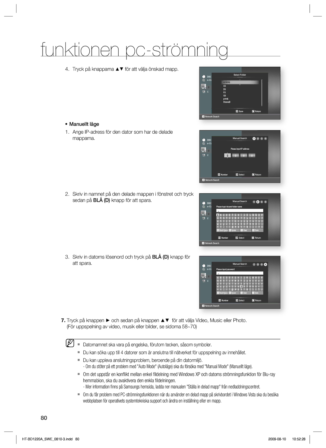 Samsung HT-BD1220R/XEE manual Tryck på knapparna för att välja önskad mapp 