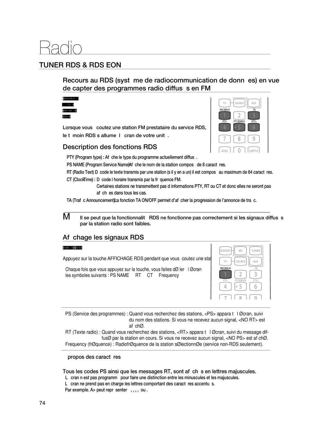 Samsung HT-BD1220R/XEF manual Tuner RDS & RDS EON, Description des fonctions RDS, Afﬁ chage les signaux RDS 