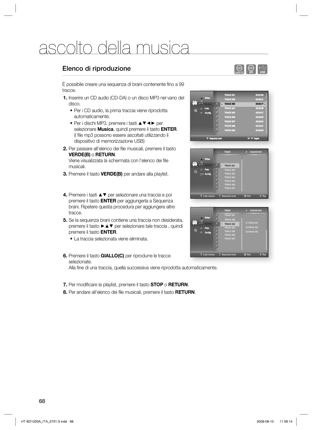 Samsung HT-BD1220R/XET manual Elenco di riproduzione 