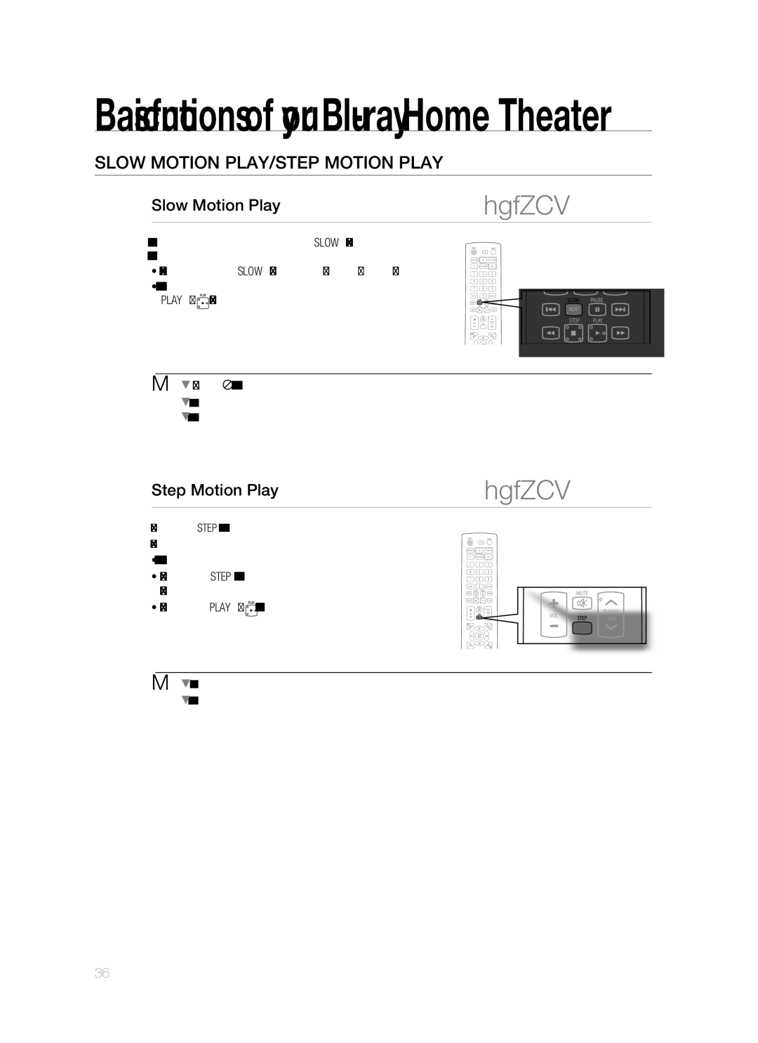 Samsung HT-BD1250 user manual Slow Motion PLAY/STEP Motion Play, Slow Motion Play, Step Motion Play 