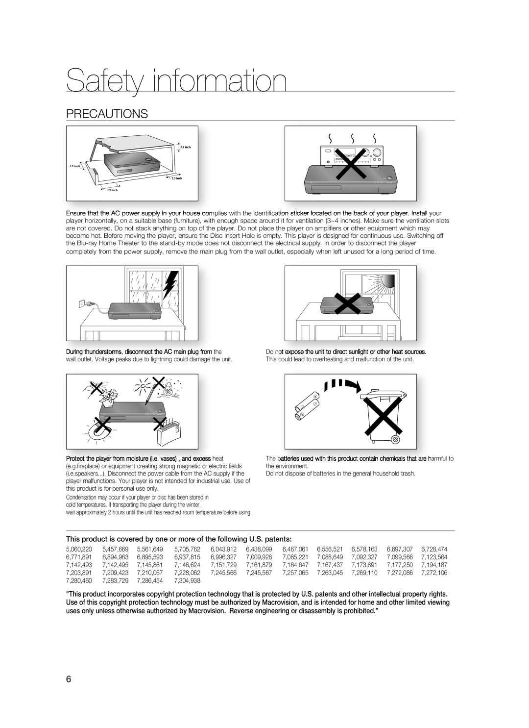 Samsung HT-BD1250 user manual Precautions 