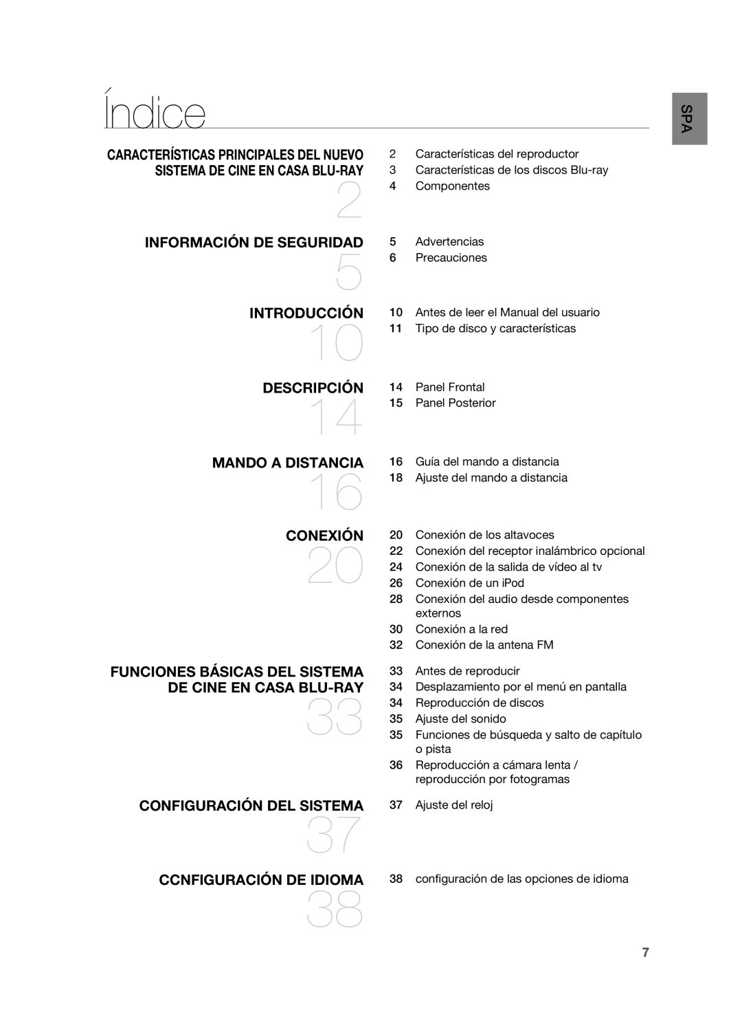 Samsung HT-BD1250R/EDC, HT-BD1250R/XET, HT-BD1255R/XET manual Índice 