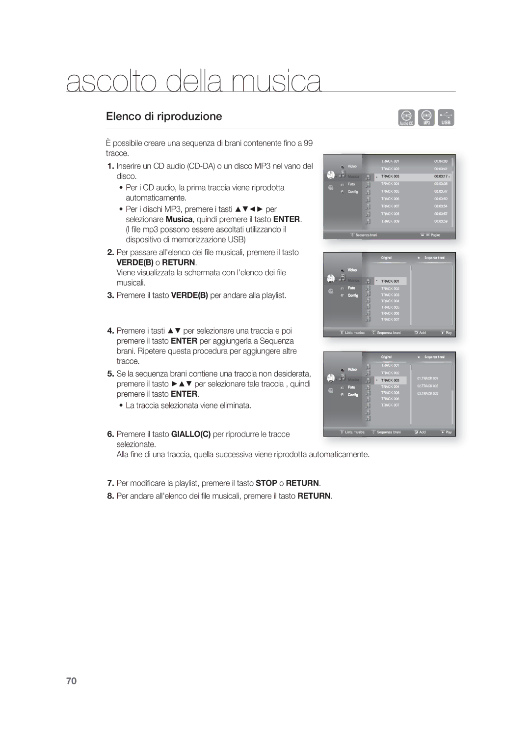 Samsung HT-BD1250R/XET, HT-BD1255R/XET manual Elenco di riproduzione 