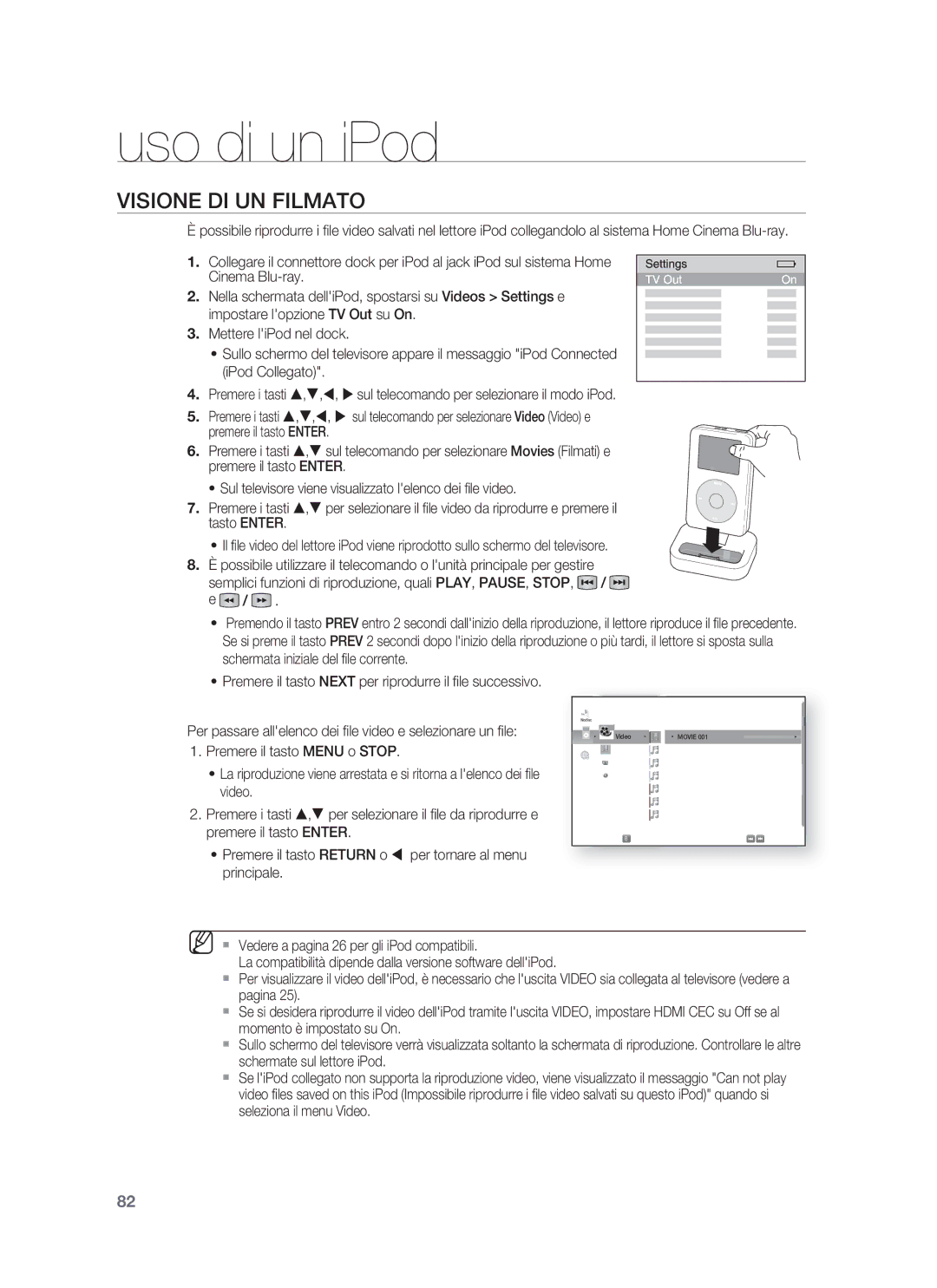 Samsung HT-BD1250R/XET, HT-BD1255R/XET manual Visione DI UN Filmato 