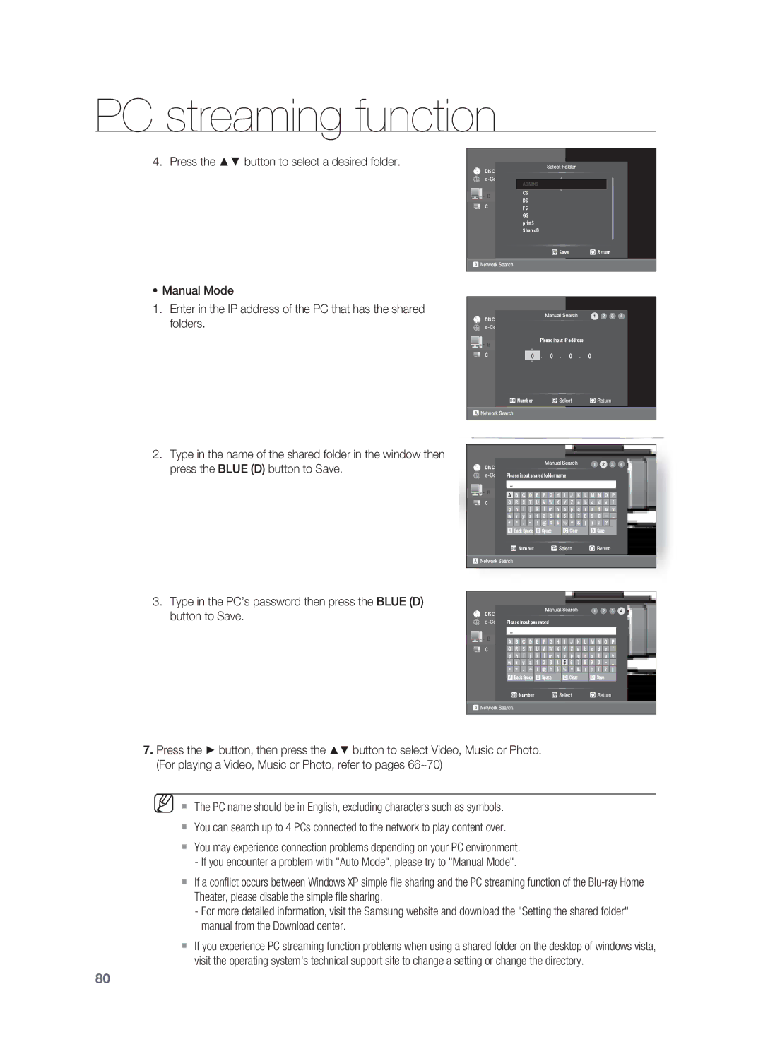 Samsung HT-BD1255, HT-BD1252 user manual Press the button to select a desired folder 