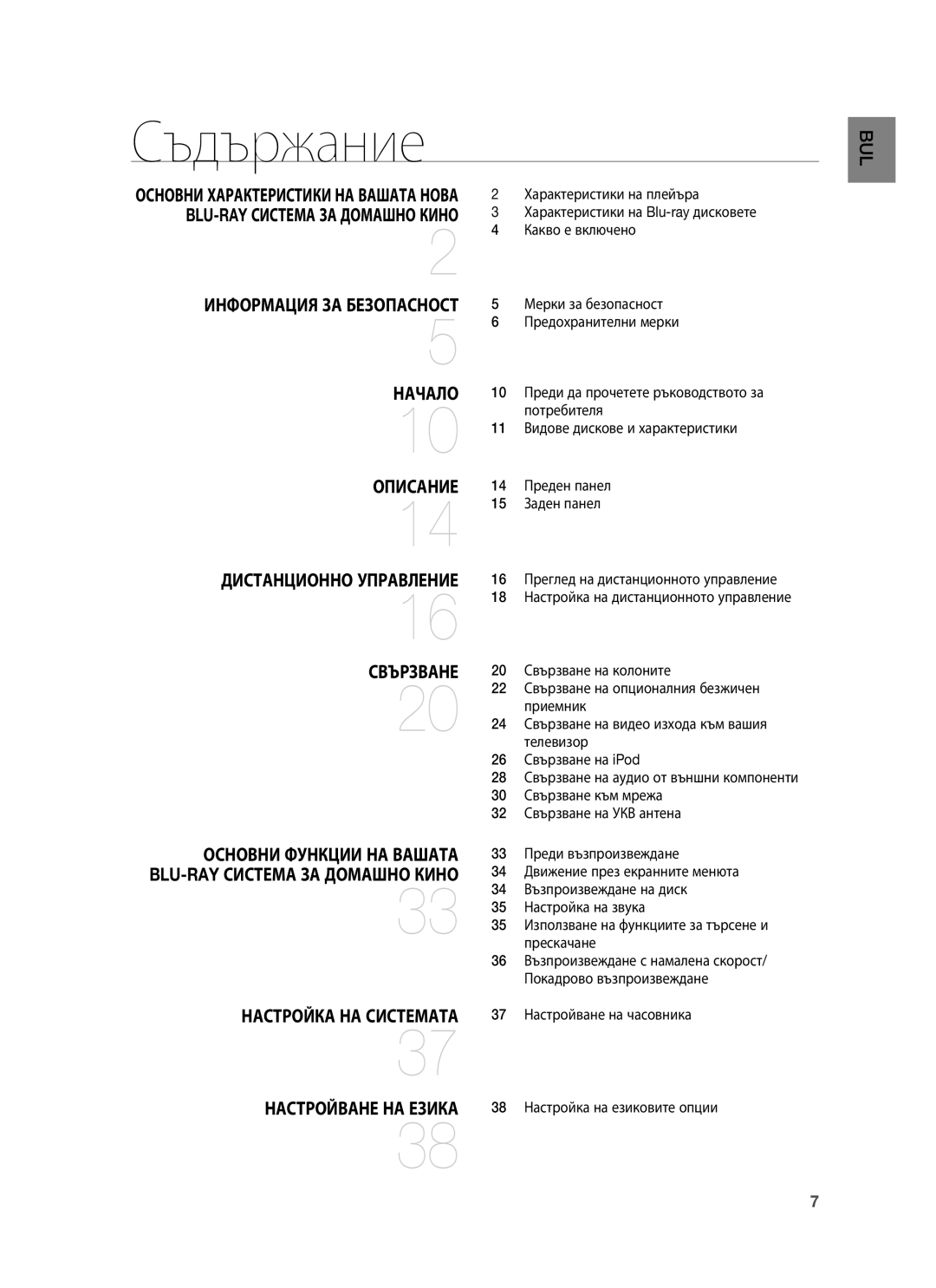 Samsung HT-BD1250R/EDC, HT-BD1255R/EDC, HT-BD1255R/XEE manual Съдържание 