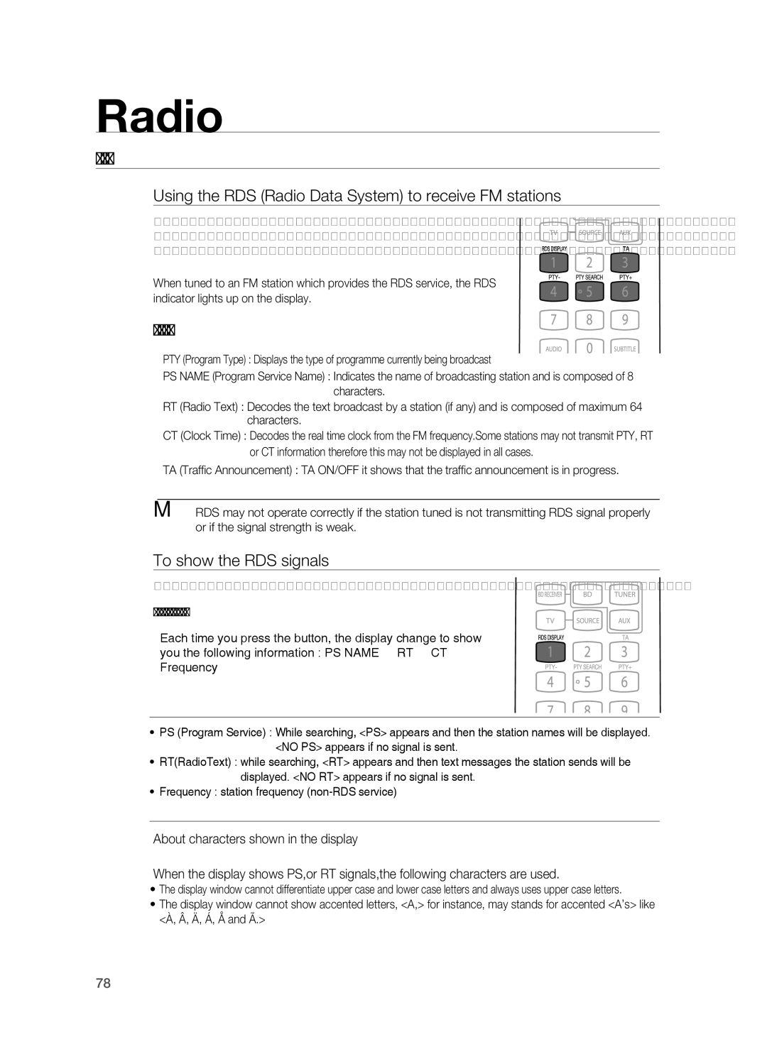 Samsung HT-BD1250R/XEE, HT-BD1255R/EDC manual About RDS Broadcasting, Using the RDS Radio Data System to receive FM stations 